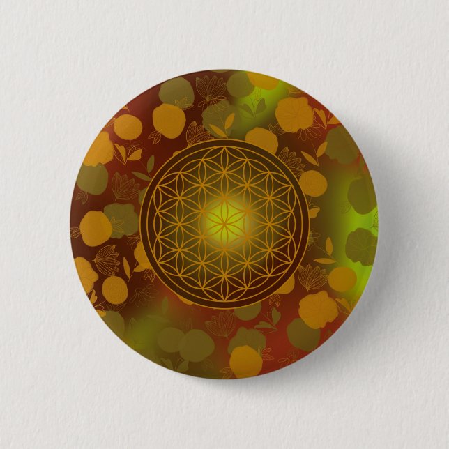 flower of life, chakra,zen,sacred geometric, button (Front)
