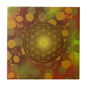 flower of life, chakra,zen,sacred geometric, ceramic tile