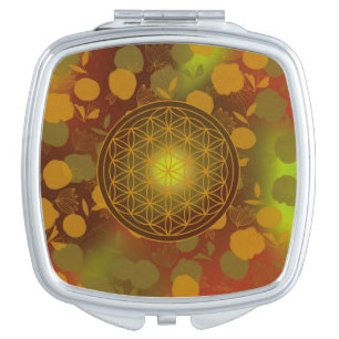 flower of life, chakra,zen,sacred geometric, compact mirror