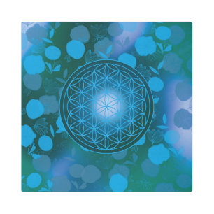 flower of life, chakra,zen,sacred geometric, metal print