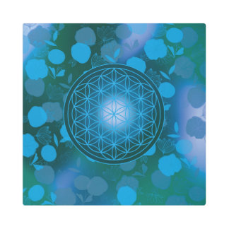 flower of life, chakra,zen,sacred geometric, metal print