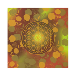 flower of life, chakra,zen,sacred geometric, metal print