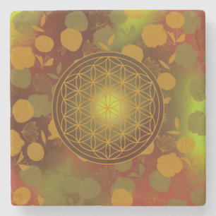 flower of life, chakra,zen,sacred geometric, stone coaster