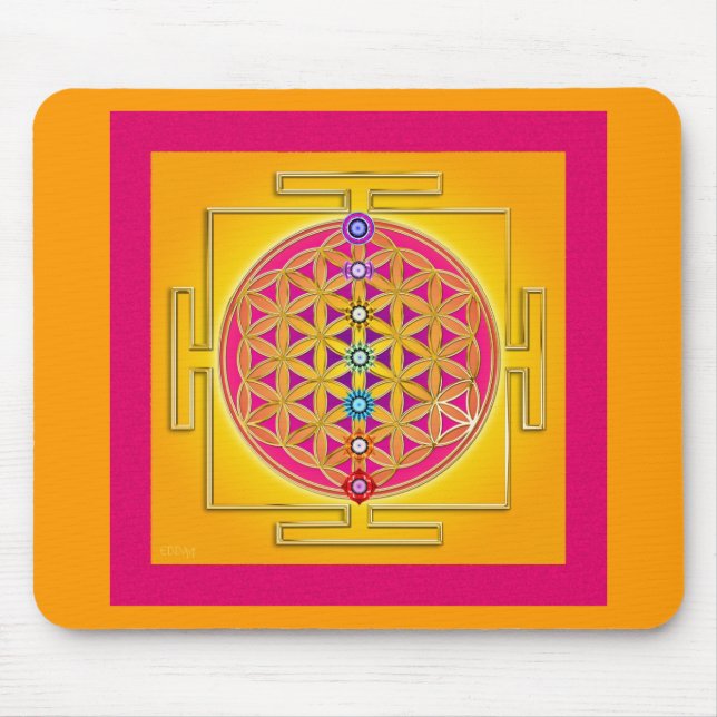 FLOWER OF LIFE - Chakras Yantra Mouse Pad (Front)