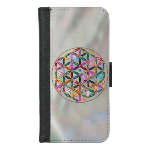 Flower of life_ colorful geodes petals iPhone 87 wallet case