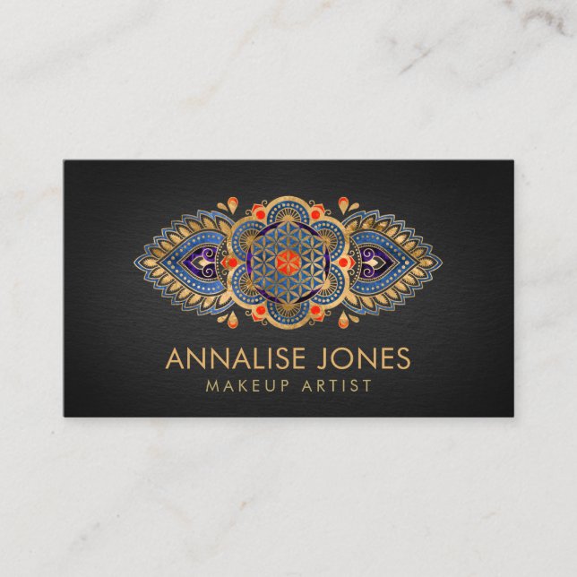 Flower of Life -Colorful Luxury Ornament  Business Card (Front)