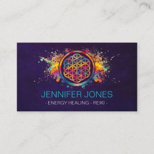 Flower of life - colorful splatter business card