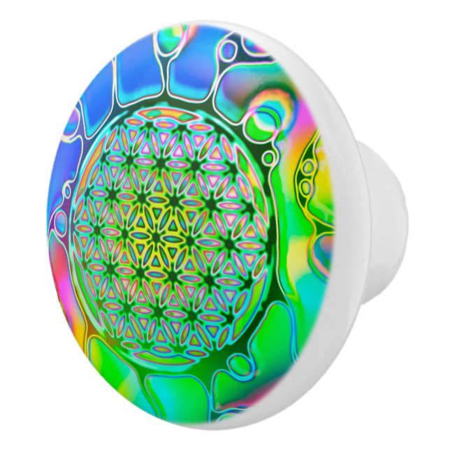 Flower Of Life - Colorfully Ways 1 Ceramic Knob (Right)