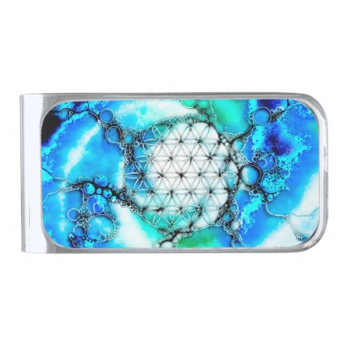 Flower Of Life _ Colorfully Ways 2 Silver Finish Money Clip