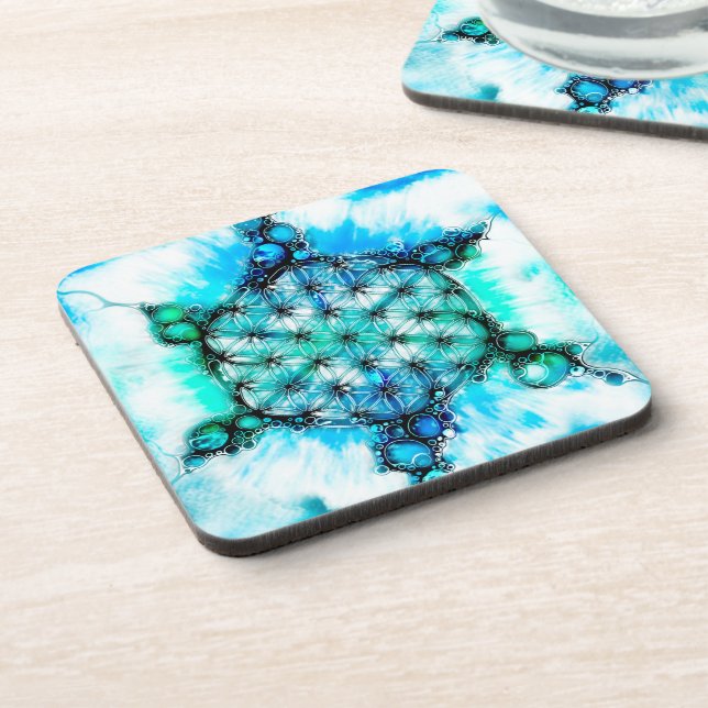 Flower Of Life - Colorfully Ways 3 Beverage Coaster (Left Side)