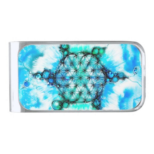 Flower Of Life _ Colorfully Ways 3 Silver Finish Money Clip