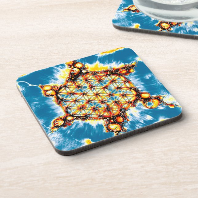 Flower Of Life - Colorfully Ways 5 Beverage Coaster (Left Side)