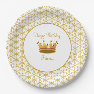 Flower of Life & Crown Birthday Paper Plates