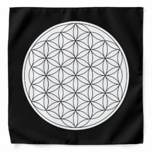 Flower Of Life Crystal Grid Cloth (V-Black) Bandana