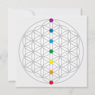 Flower of Life Design and 7 Chakras Rainbow Colors Holiday Card