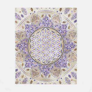 Flower of Life Dot Art Pastels, purples and gold Fleece Blanket