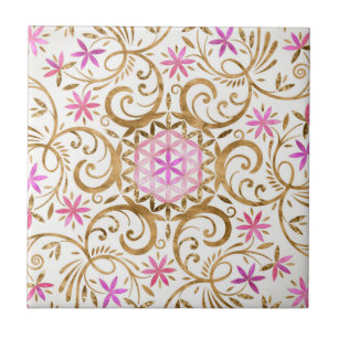 Flower of life - flourish mandala ceramic tile