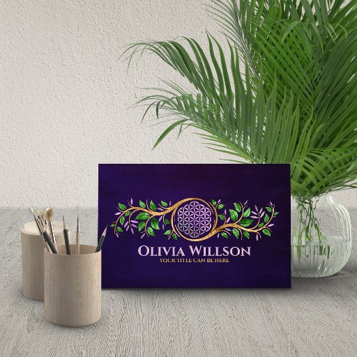 Customizable Flower of life - Fluorite and gold Business Card