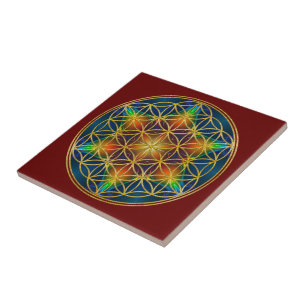 FLOWER OF LIFE - Fractal Blossom 1 Ceramic Tile