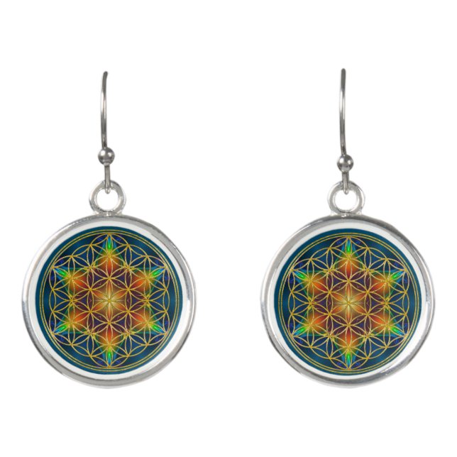 FLOWER OF LIFE - Fractal Blossom 1 Earrings (Front)