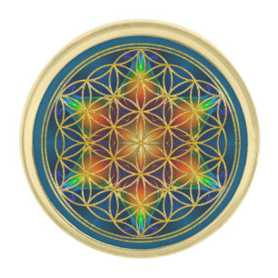 FLOWER OF LIFE - Fractal Blossom 1 Gold Finish Lapel Pin