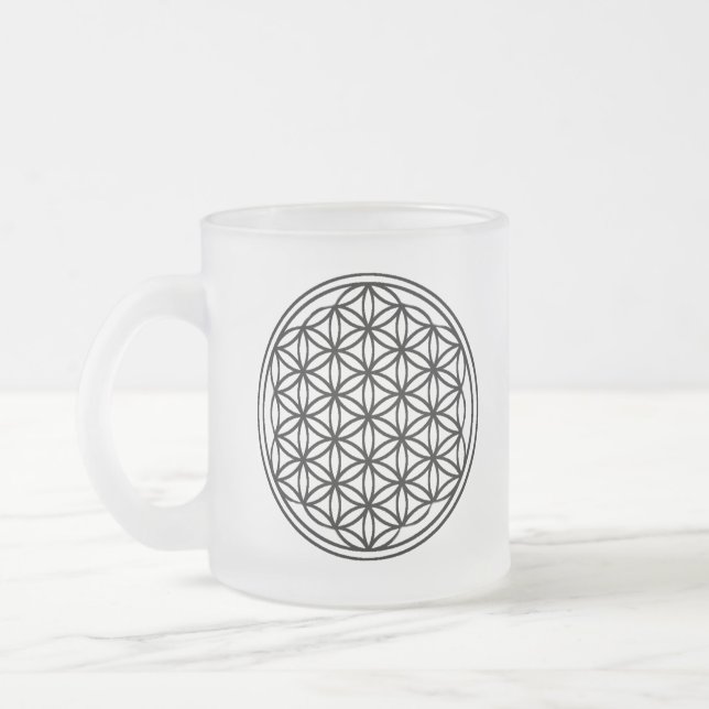 Flower of Life Frosted Glass Mug (Left)
