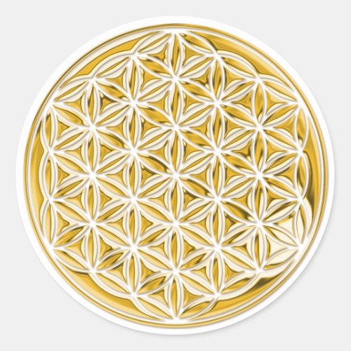 Flower Of Life  full gold Classic Round Sticker