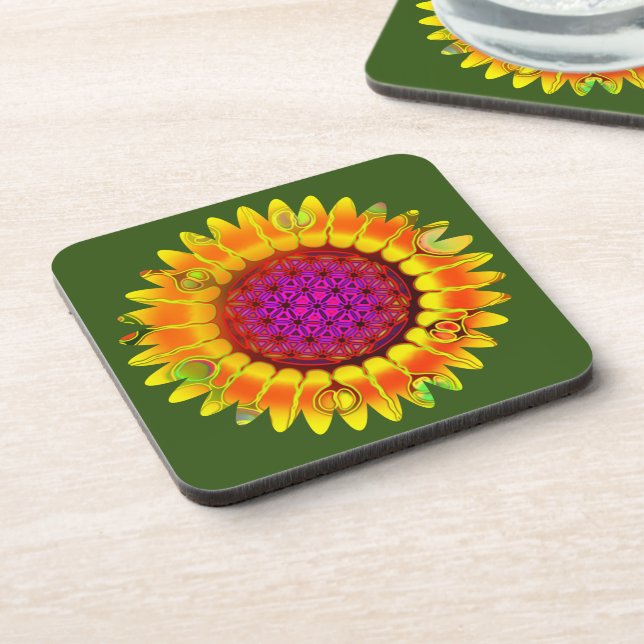 Flower Of Life - Geometric Blossom 4 Beverage Coaster (Left Side)