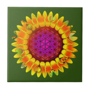 Flower Of Life - Geometric Blossom 4 Ceramic Tile