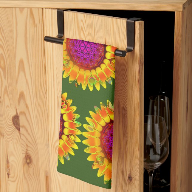 Flower Of Life - Geometric Blossom 4 Kitchen Towel (Thirds Fold)