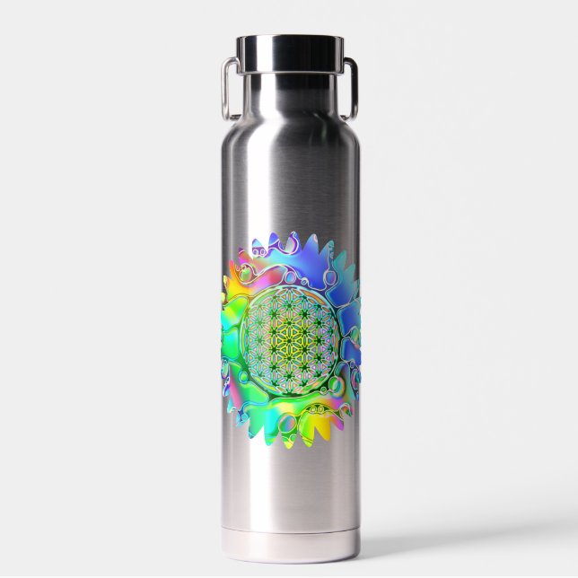 Flower Of Life - Geometric Blossom 4 Water Bottle (Front)