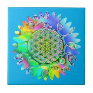 Flower Of Life - Geometric Blossom 5 Ceramic Tile
