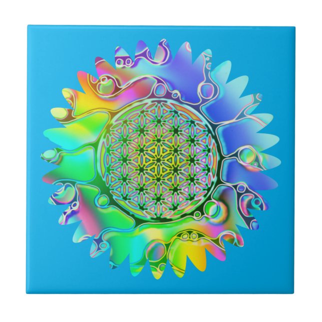 Flower Of Life - Geometric Blossom 5 Ceramic Tile (Front)