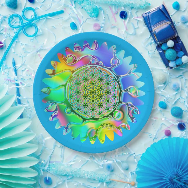 Flower Of Life - Geometric Blossom 5 Paper Plates (Party)