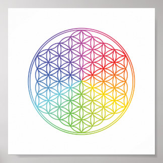 Flower of Life - geometric pattern - rainbow color Poster