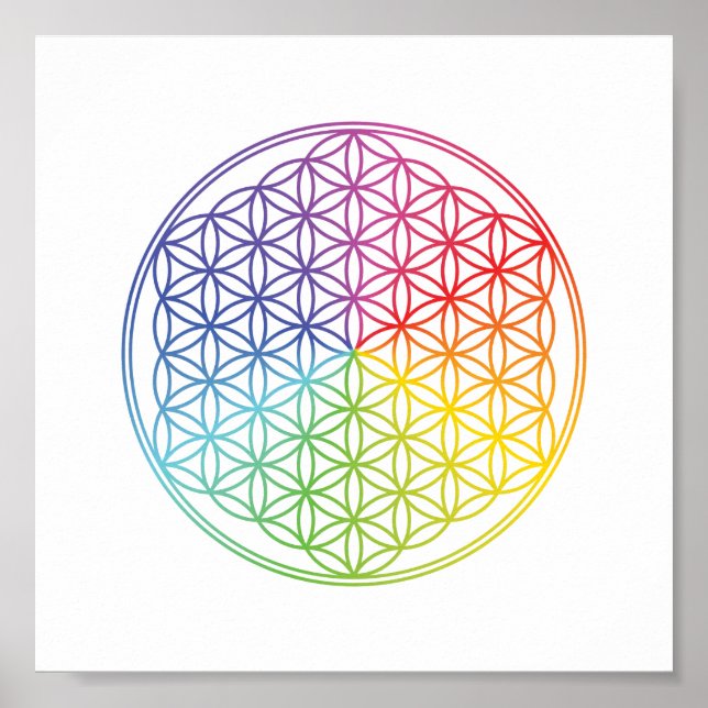 Flower of Life - geometric pattern - rainbow color Poster (Front)