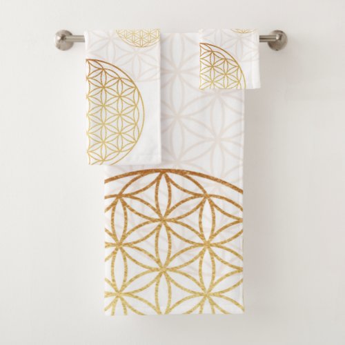 Flower of life gold bath towel set