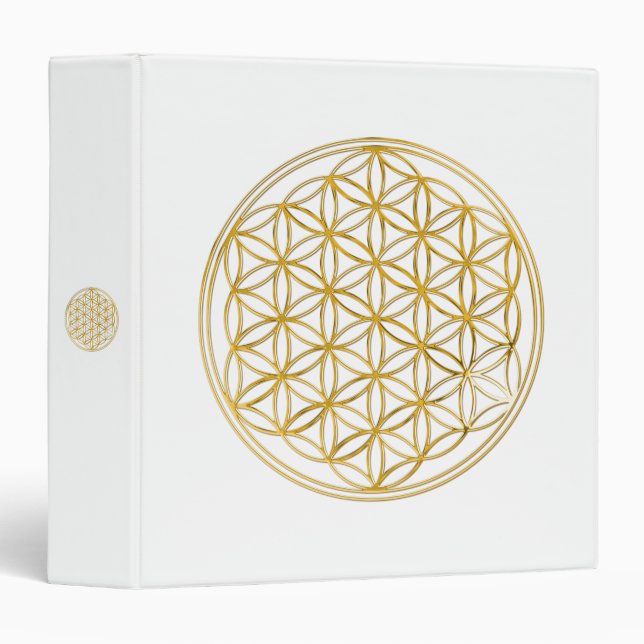 Flower Of Life | gold, big 3 Ring Binder (Front/Spine)