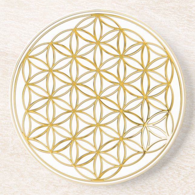 Flower Of Life | gold, big Drink Coaster (Front)