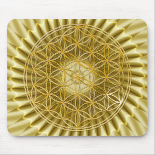 Flower Of Life gold, big, light Mouse Pad