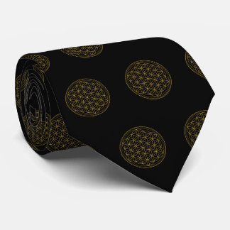 Flower of Life Gold Black Neck Tie