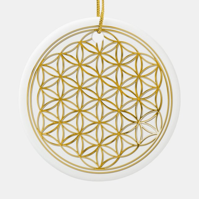 FLOWER OF LIFE - gold Ceramic Ornament (Front)