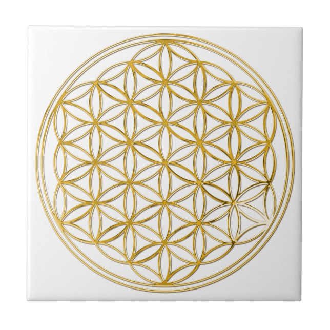 FLOWER OF LIFE - gold Ceramic Tile (Front)