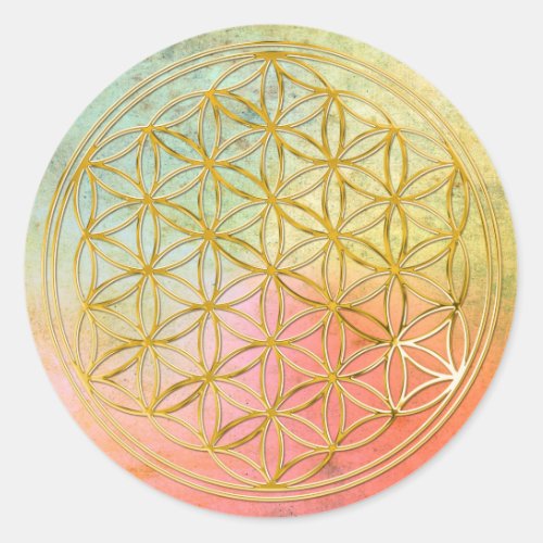 FLOWER OF LIFE _ gold Classic Round Sticker