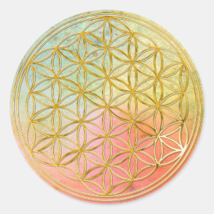 FLOWER OF LIFE - gold Classic Round Sticker