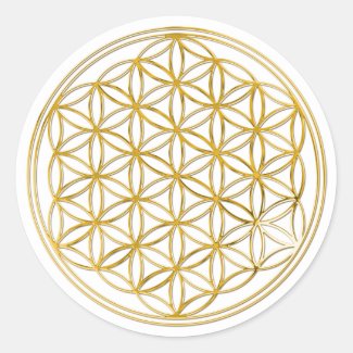 FLOWER OF LIFE - gold Classic Round Sticker