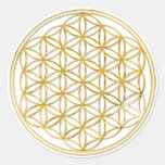 FLOWER OF LIFE - gold Classic Round Sticker