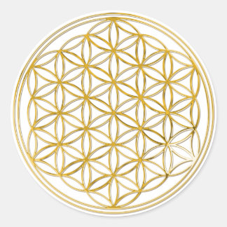 FLOWER OF LIFE - gold Classic Round Sticker