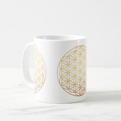 Flower of life gold coffee mug