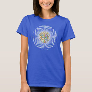 Flower of Life - gold colorful & white rays T-Shirt